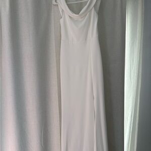 Lulu's White Off the Shoulder Maxi Dress with Side Slit